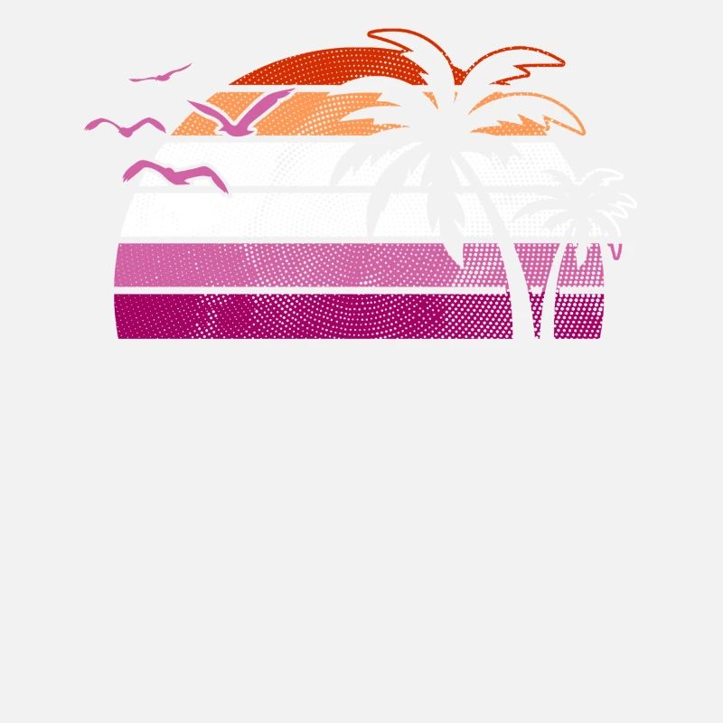 Retro Sunset Palm Trees Lesbian Pride Art