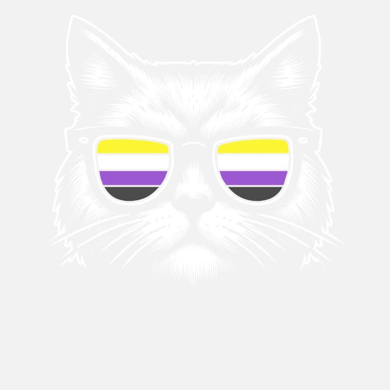 Nonbinary Pride Retro Cat with Sunglasses