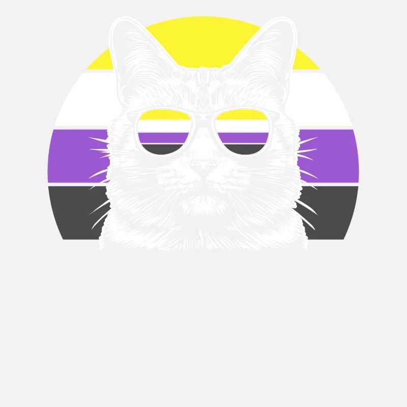 Nonbinary Pride Cat Sunglasses Retro