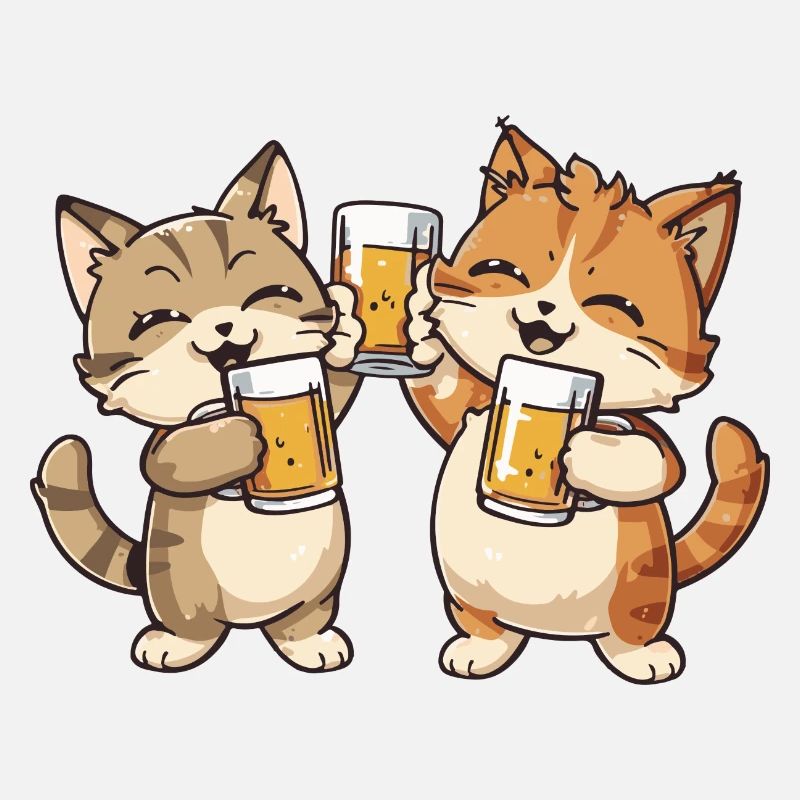Katze Comic Bier Lustig Saufen
