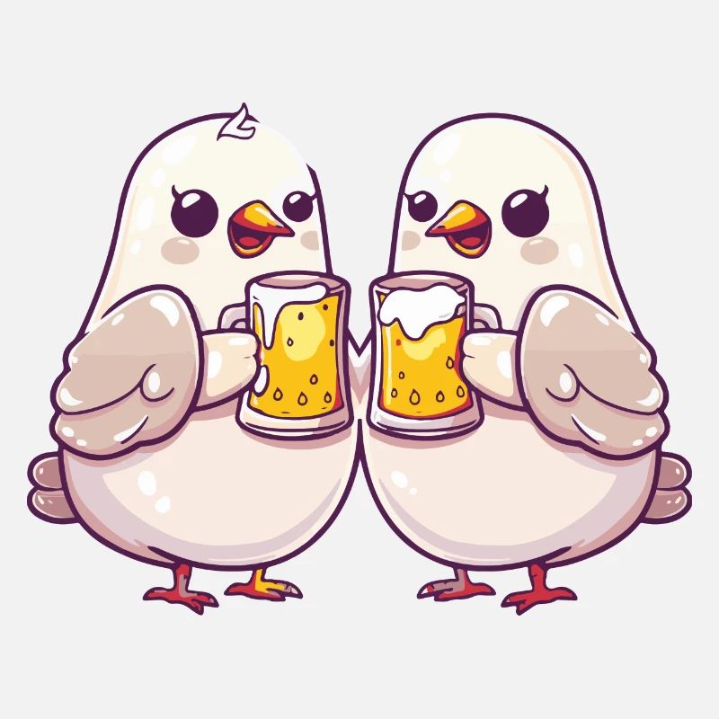 Taube Vogel Comic Bier Party Trinken
