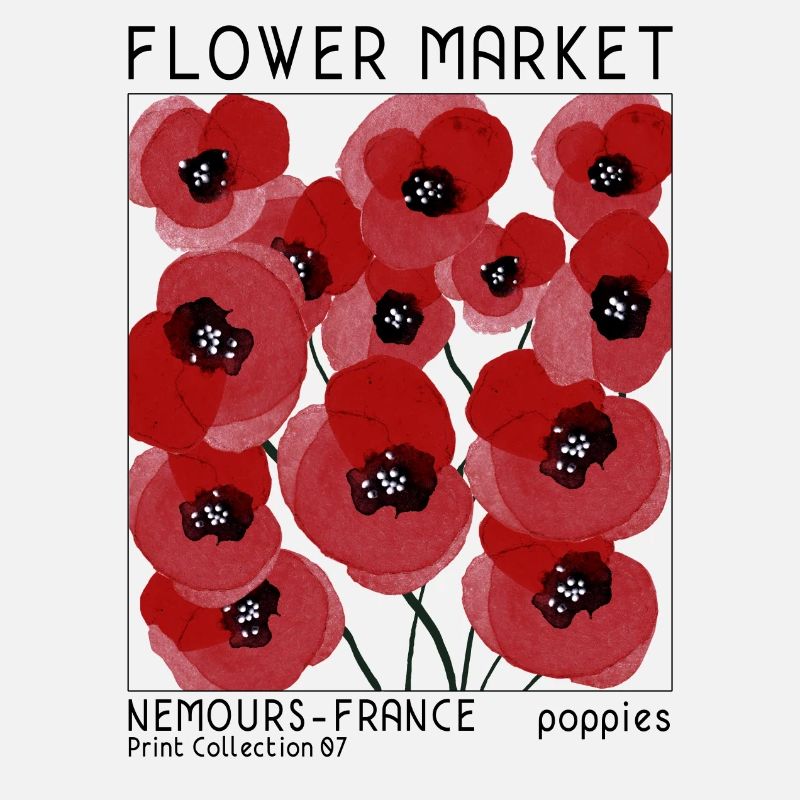 Coquelicots marché aux fleurs rétro aquarelle design