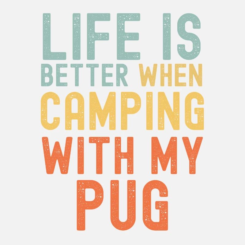 Pug Camping retro vintage