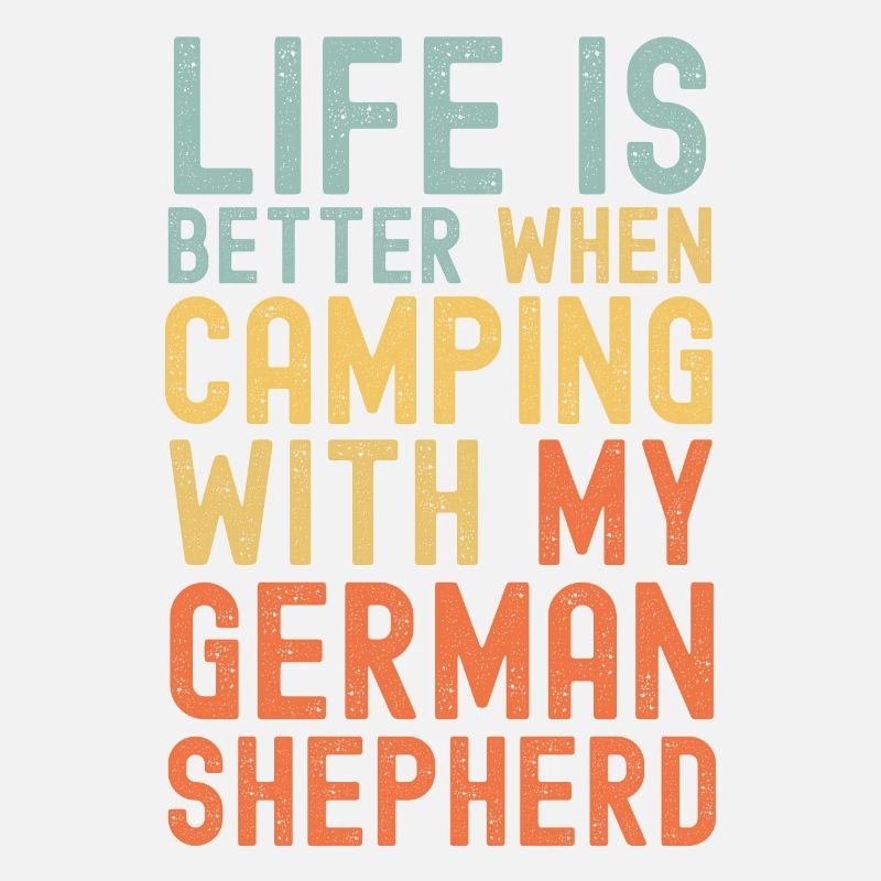 German Shepherd Camping retro vintage