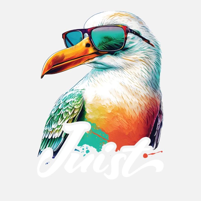 Juist Urlaub coole bunte Möwe mit Sonnenbrille