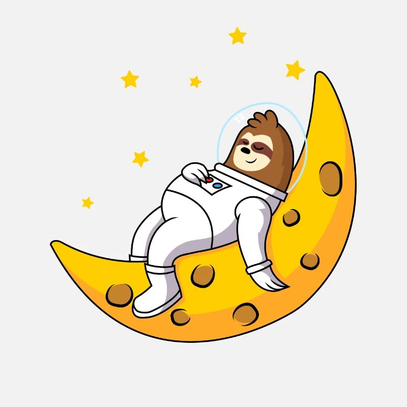 Sloth sleeping in space Astronaut Lazy