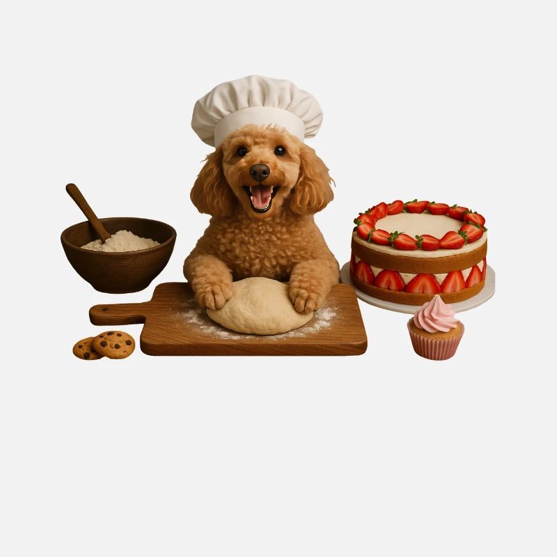 Poodle Baking Cake Cookies
