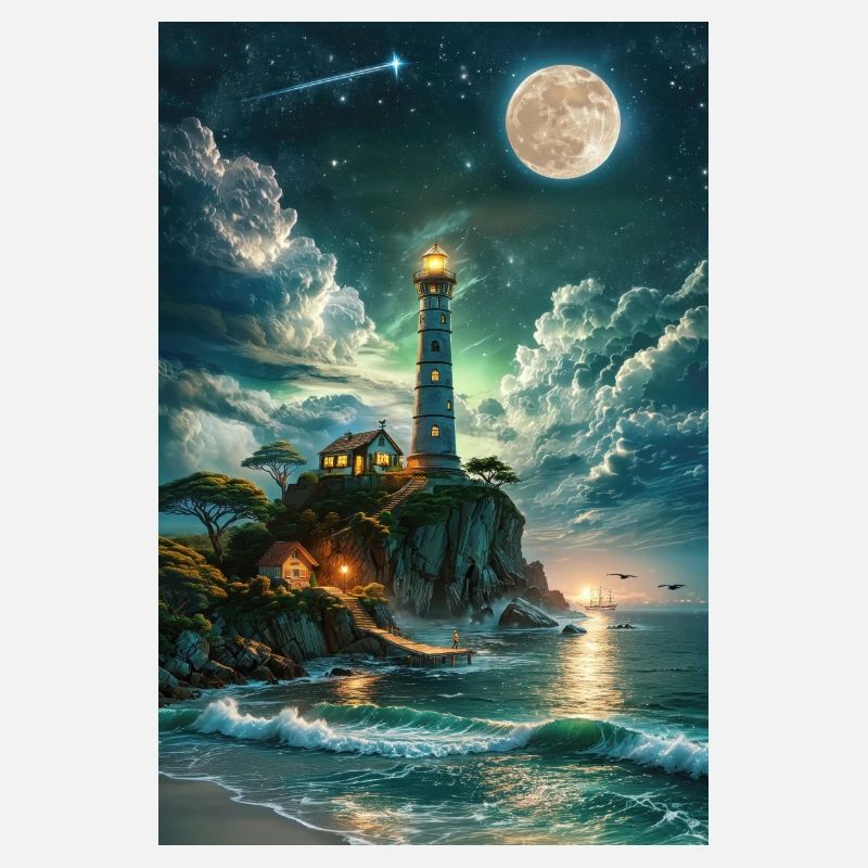 The lighthouse in the moonlight