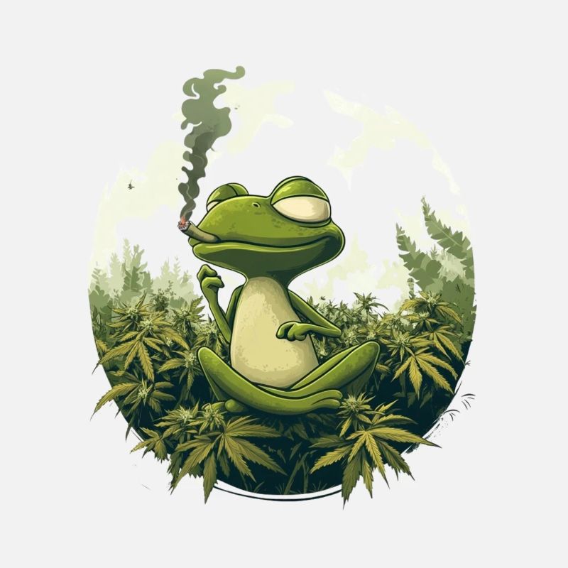 Frog in Lotus Position with Joint - Weed Frog Design