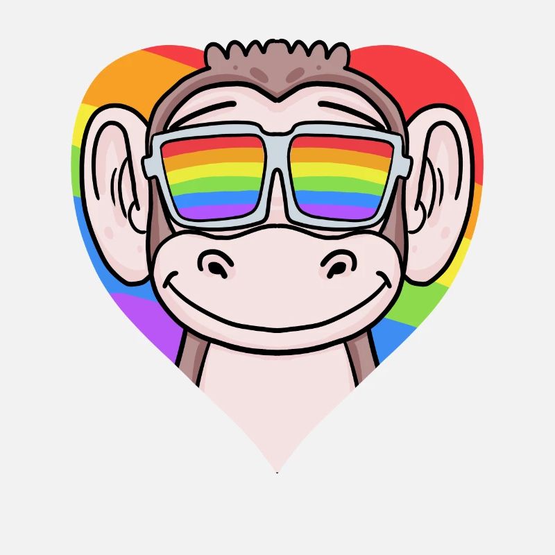 LGBT Herz mit Affe Regenbogen