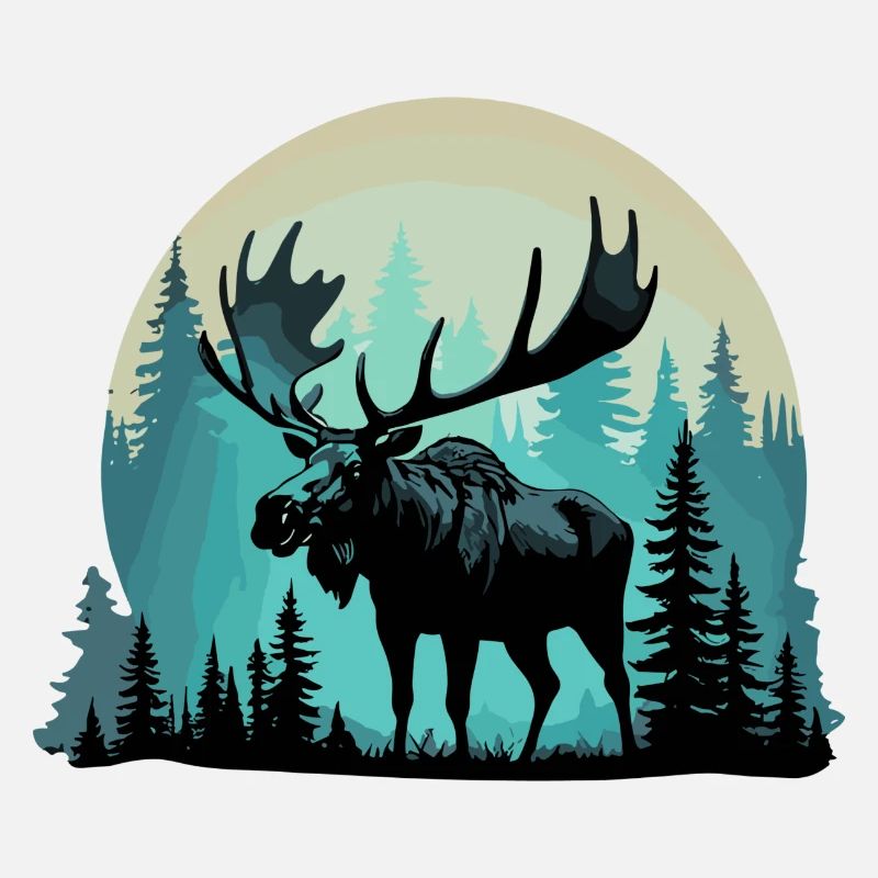 Moose Silhouette Cool in the Forest Beautiful Landscape