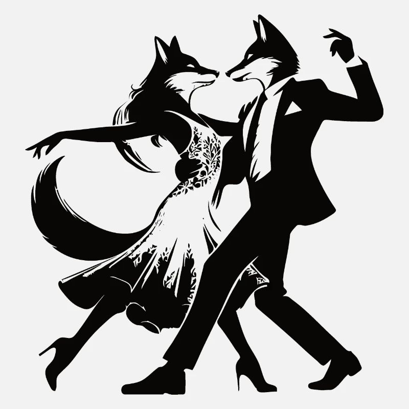 Conception élégante de danse Foxtrot avec des renards dansants