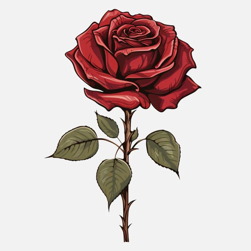 Rose rouge esthétique Vintage graphique fleur cadeau