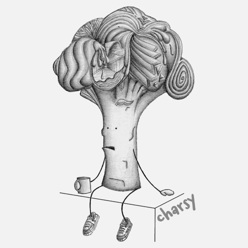 Grumpy Mr Broccoli Cartoon Artwork Chestprint