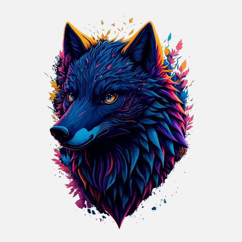 colorful abstract wolf