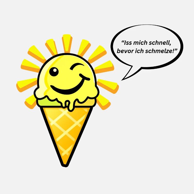 Eis als Sonne schmilzt mit witzigem Spruch