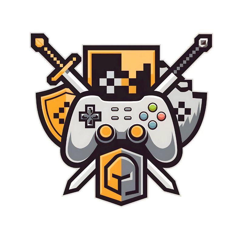 Gaming Logo – Pixel Art Controller and Sword