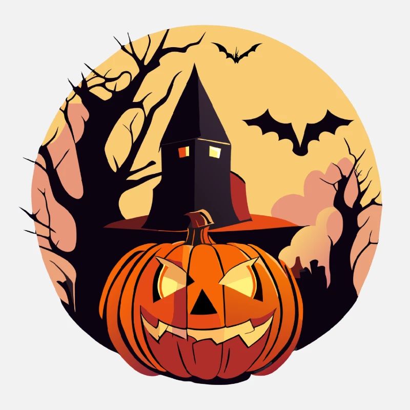 Nuit hantée d'Halloween au clair de lune