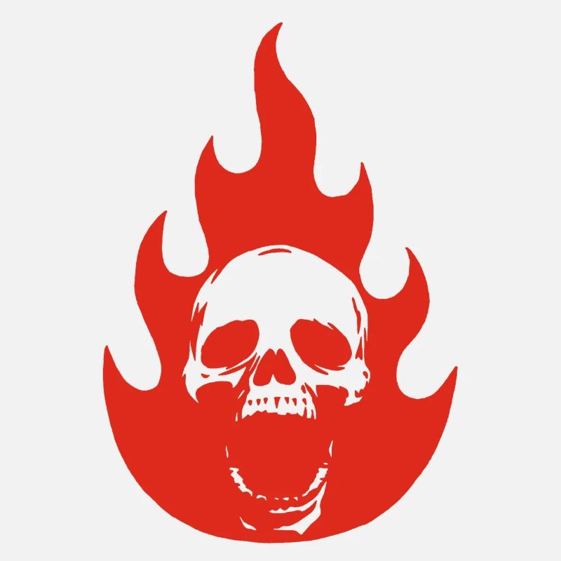 Skull and red flame