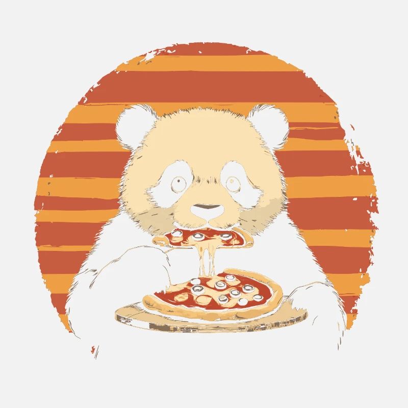 Panda eats pizza