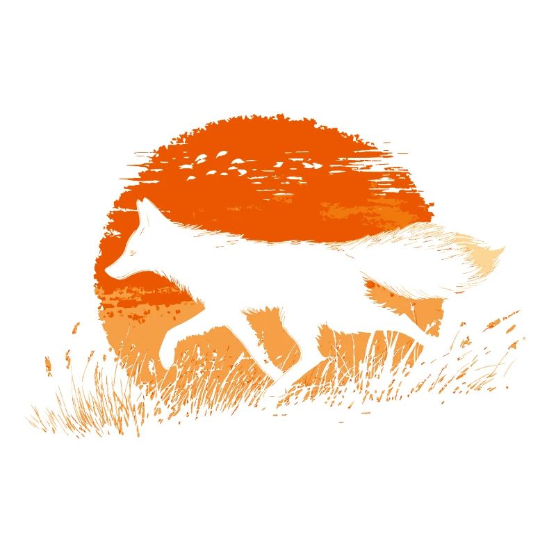 Silhouette de renard devant un soleil