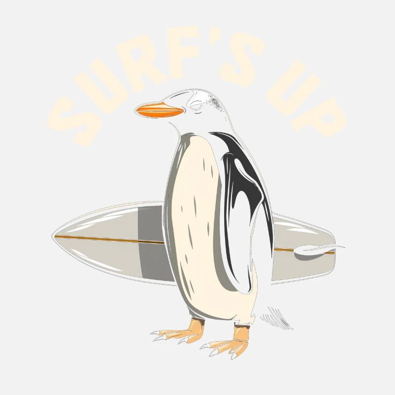 Penguin Surfing Vintage Surfer Gift