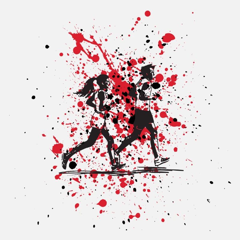Courses et éclaboussures rouges