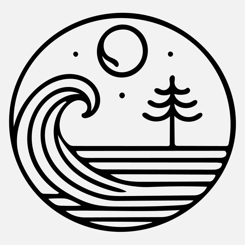 Nature in harmony – wave and moon in circulation