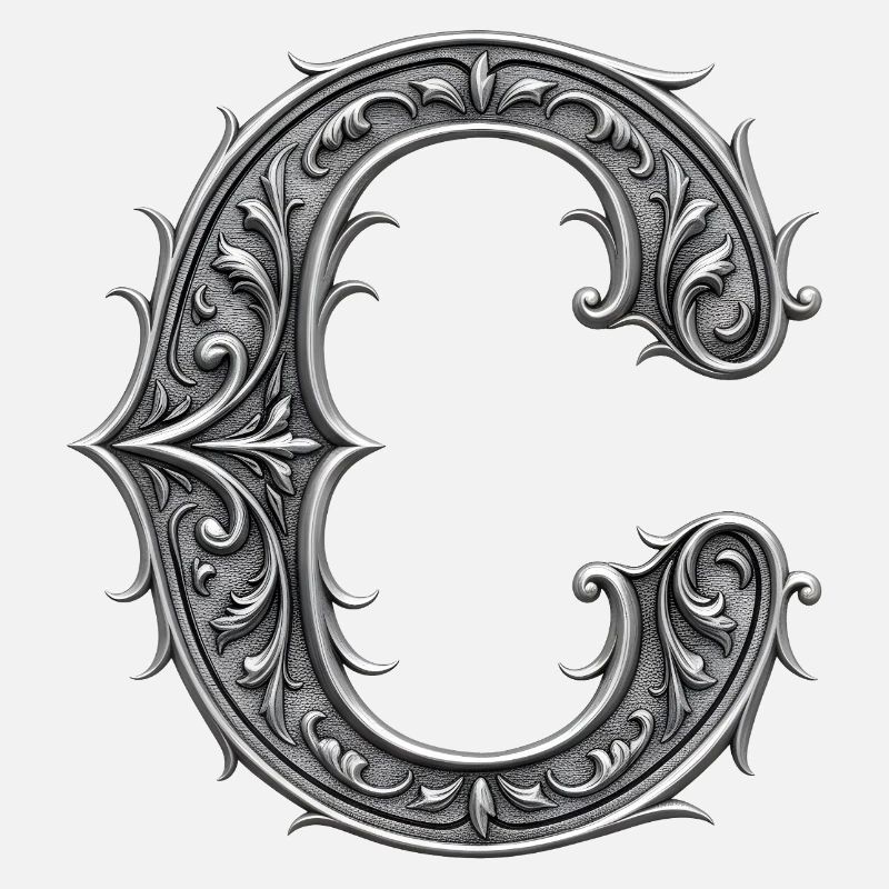 the letter C Silver Metallic Ornament