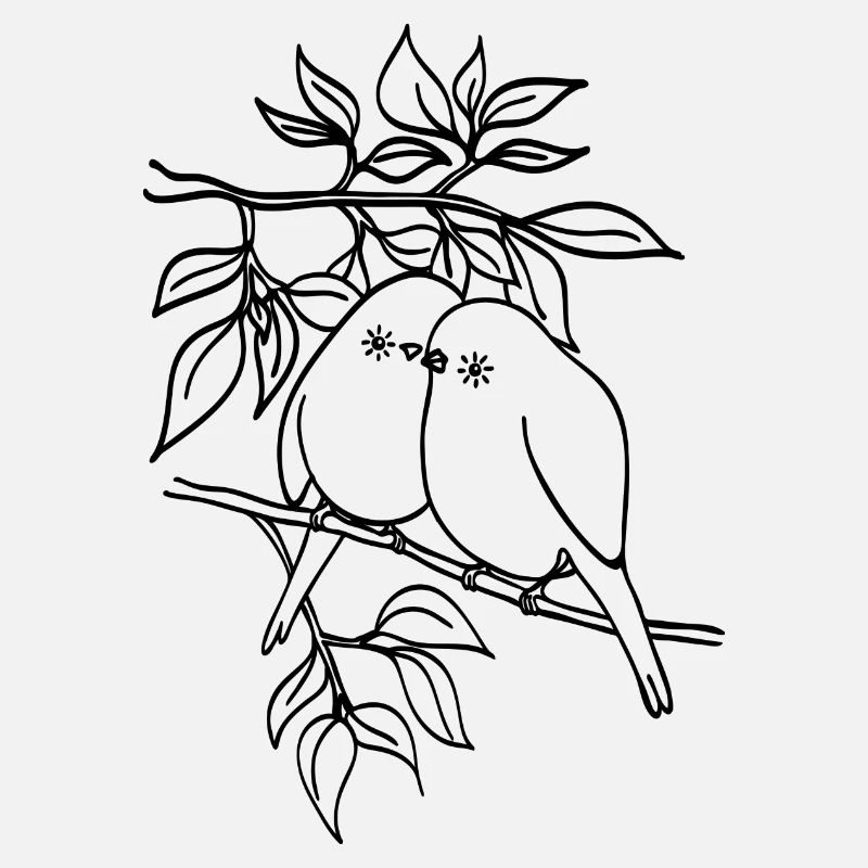Oiseaux - l'amour - la branche