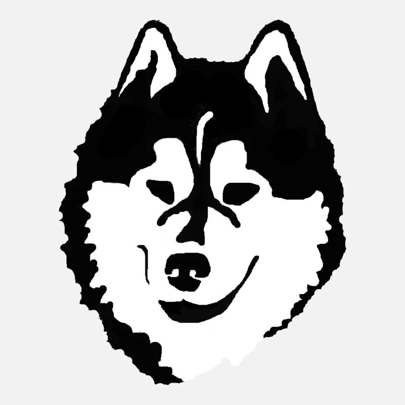 Silhouette de tête de malamute d’Alaska noir et blanc