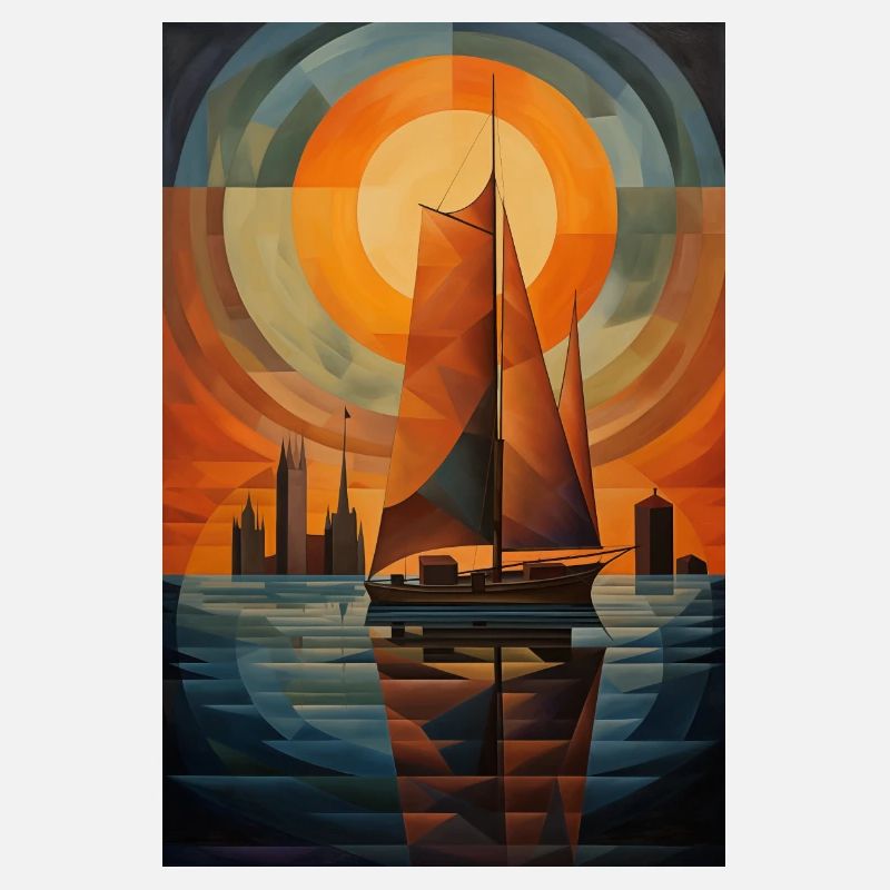 Maritime Landscape in a Geometric Style