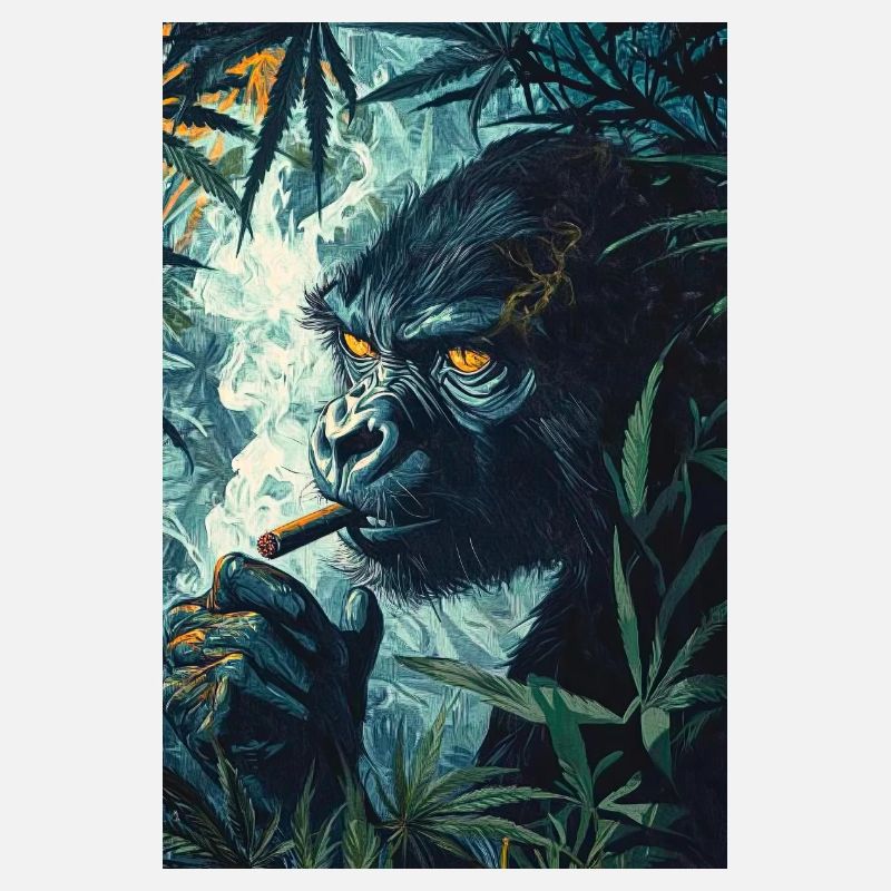 Dschungelgorilla mit Zigarettenrauch