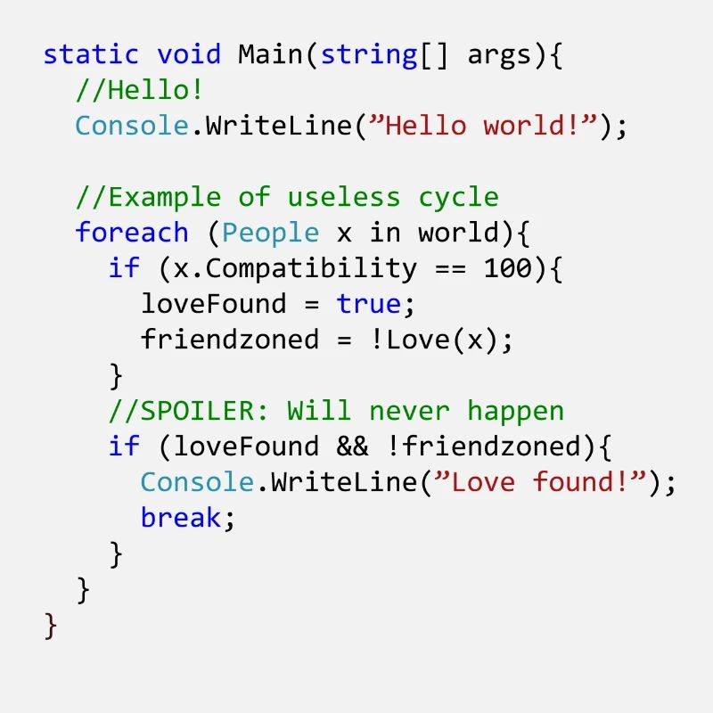 L'amour vu par un programmeur C #