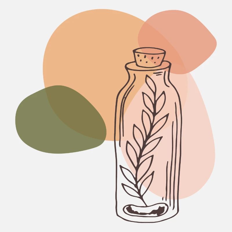 Fiole avec plante line art