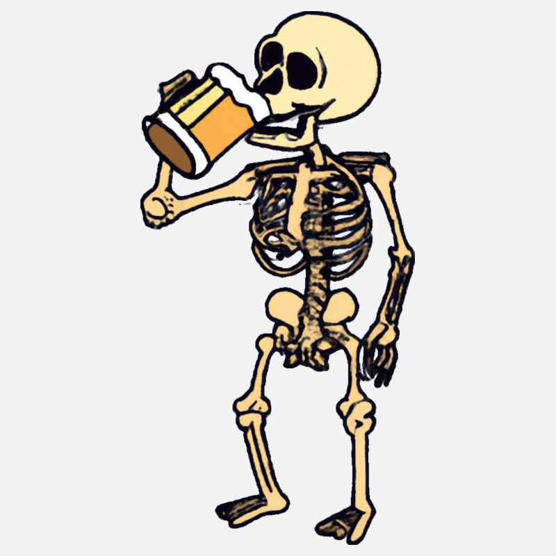 Skelett trinkt Bier, Halloween