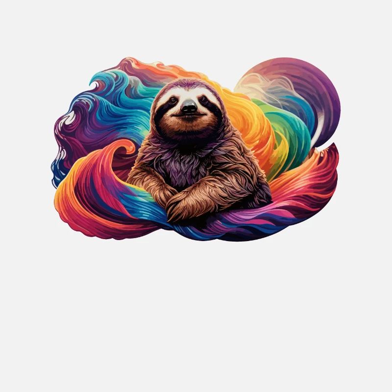 Faultier mit Regenbogen Hintergrund