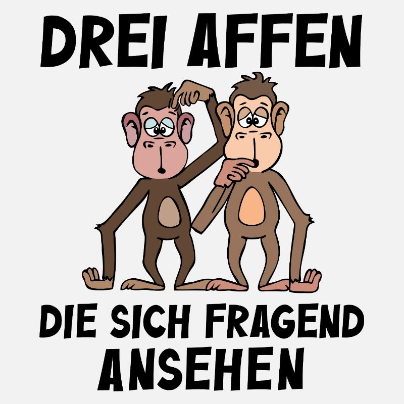 Drei Affen die sich fragend ansehen