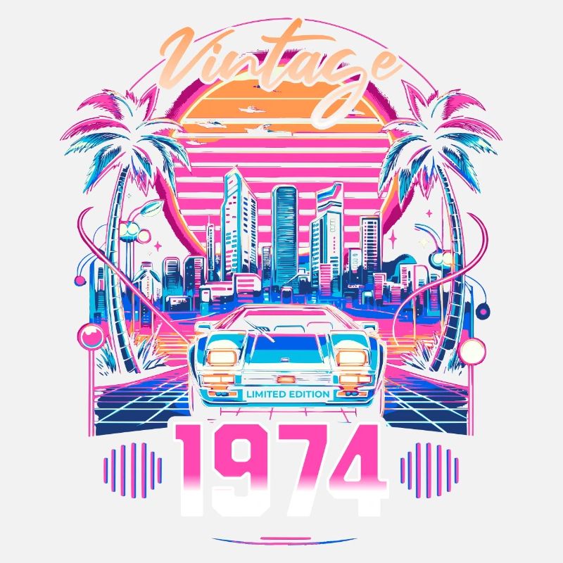 Synthwave Aesthetic 1974 50th Birthday