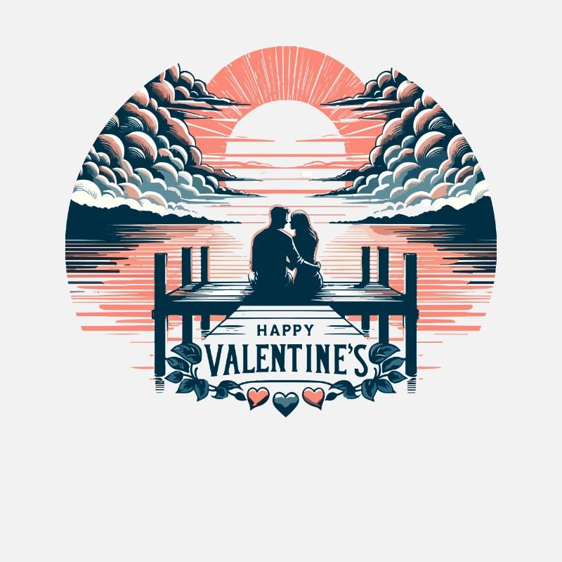 Romantisches Paar auf Steg - Valentinstags-Design