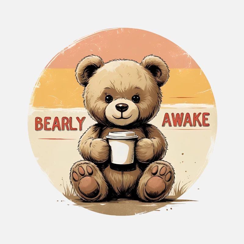 Bearly Awake – Retro Teddy mit Kaffee