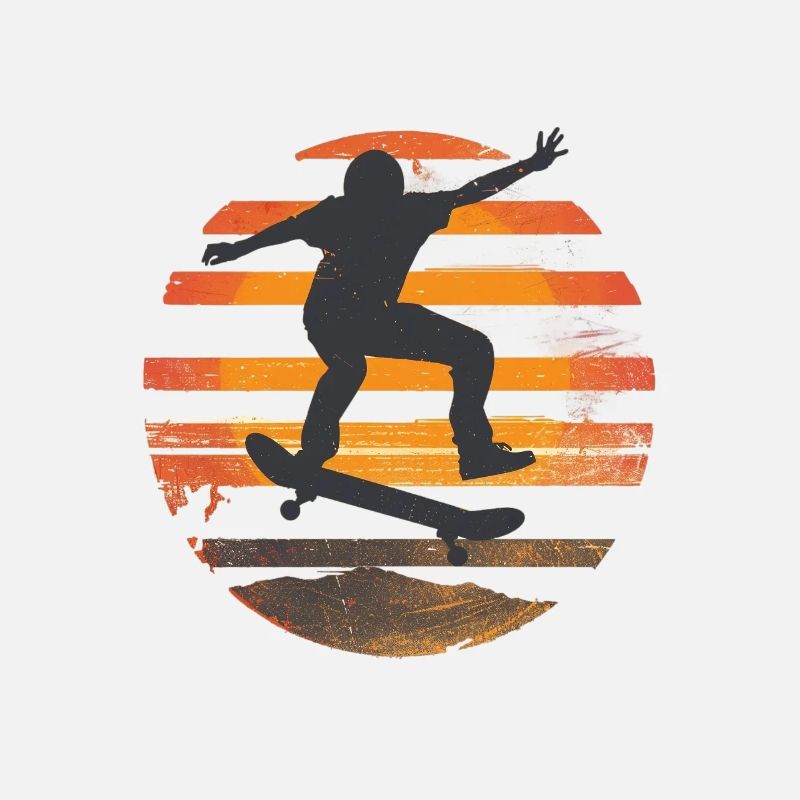 Silhouette de planche à roulettes coucher de soleil