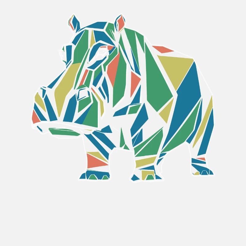 Conception géométrique colorée d’hippopotame