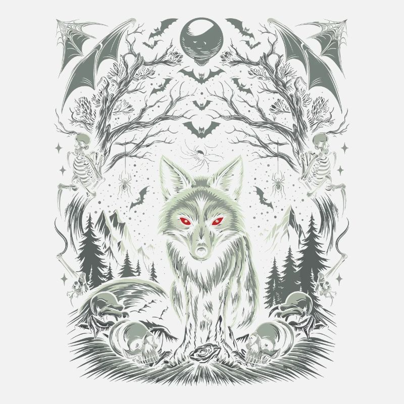 Dark Cottagecore Aesthetic Wolf in the Moonlight