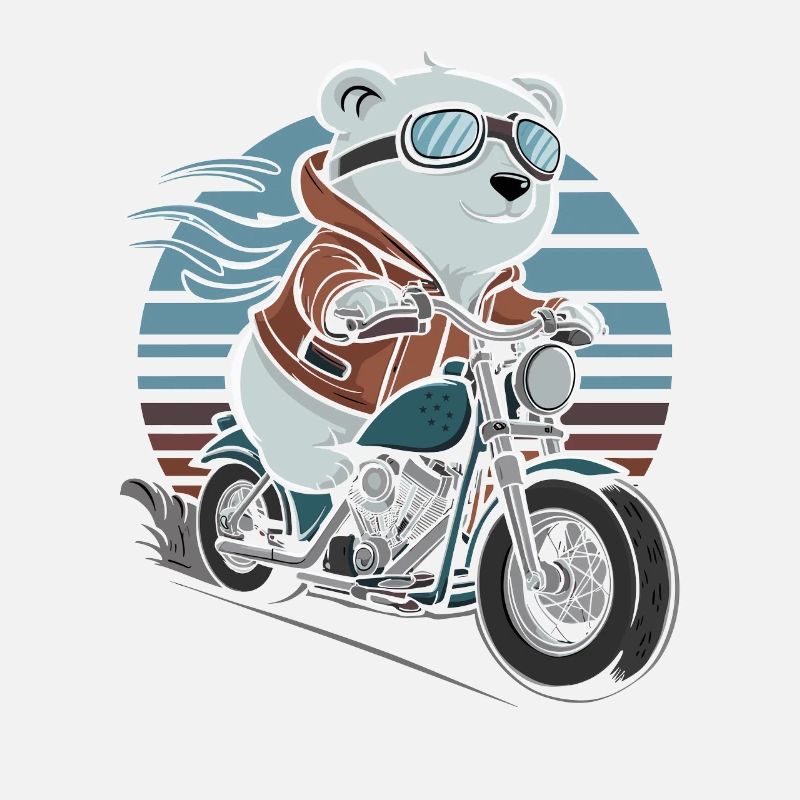 Bear on Motorcycle Adventure Retro Style