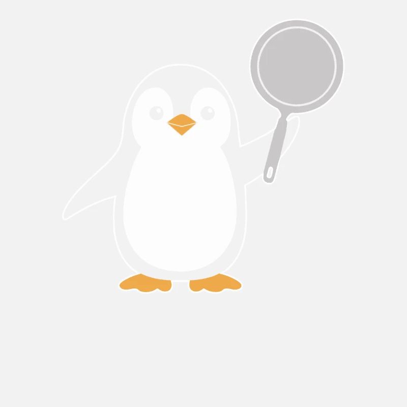 Penguin with pan illustrations for
