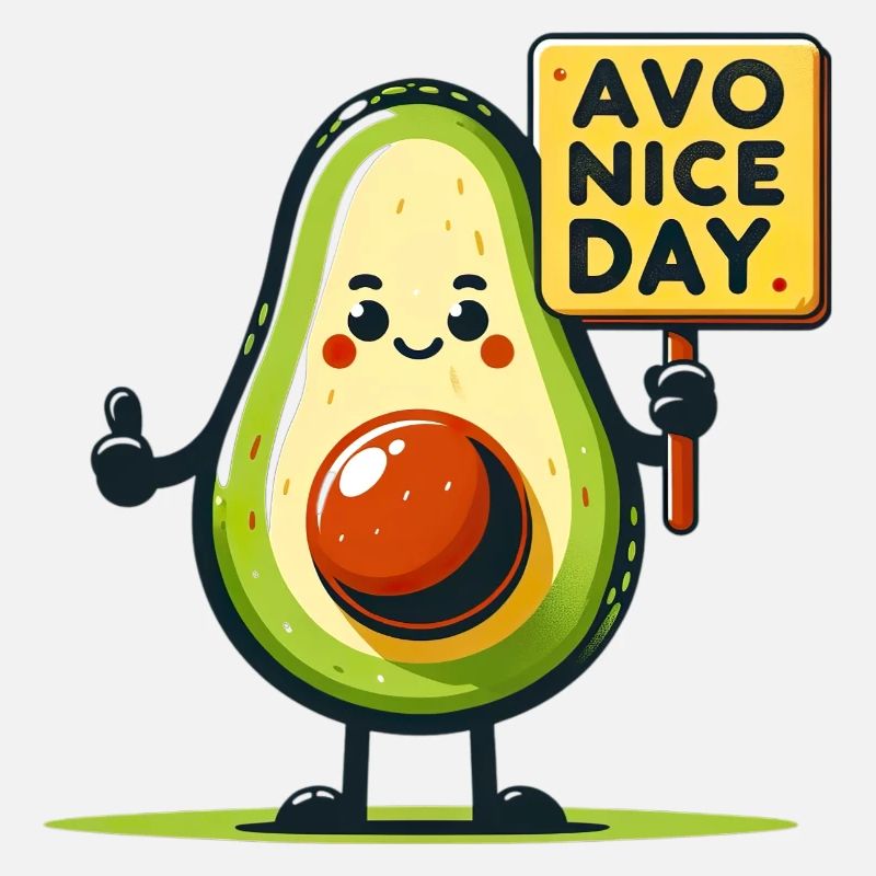 Fröhliche Avocado mit positiver Botschaft Zeichen