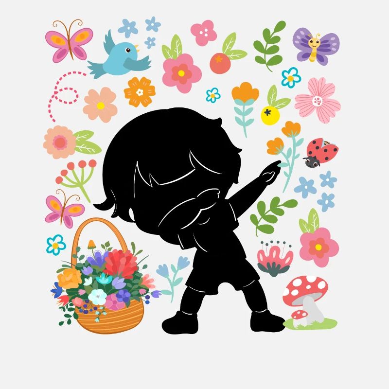 Silhouette Dabbing Boy Hippie Bouquet Spring