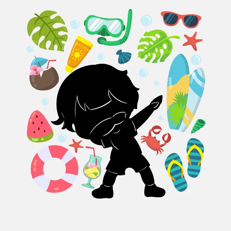 Silhouette Dabbing Boy Summer Time Beach Style