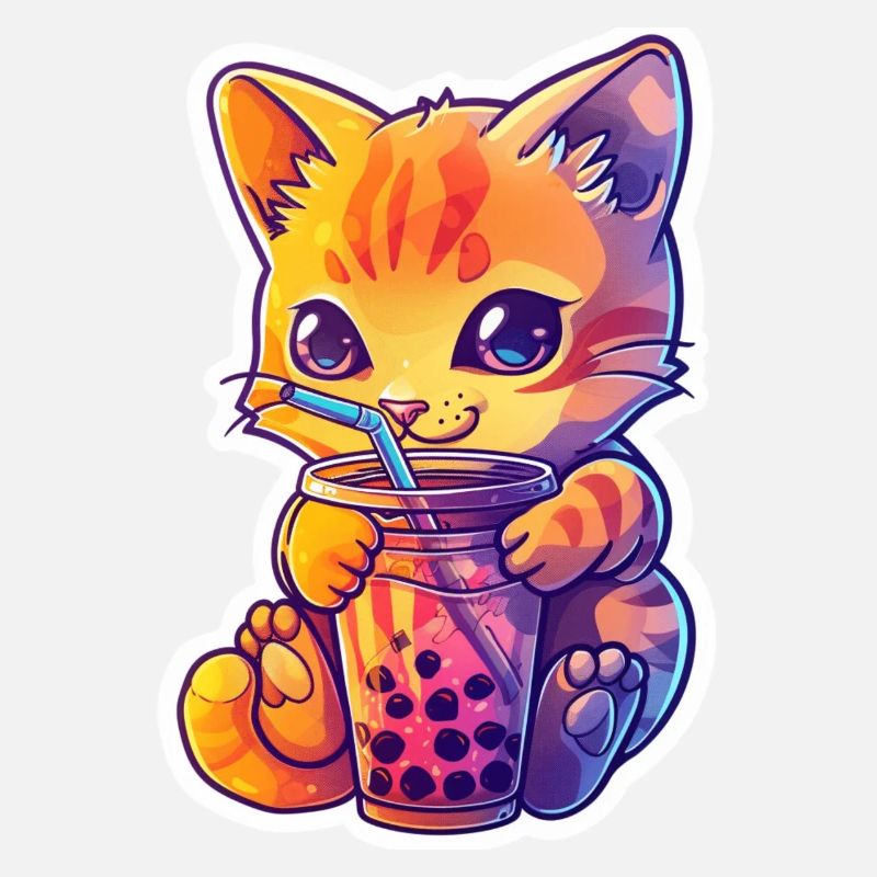 Bubble Tea Getränk Lover Kitten Drink Comic